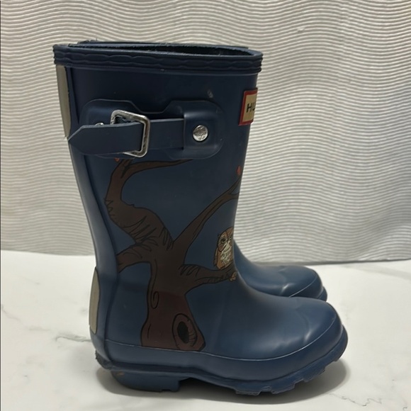 Hunter Kids Blue Owl Rain Boots - Picture 1 of 4